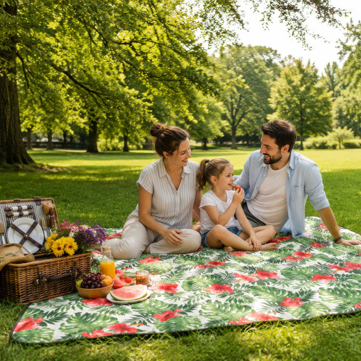 Koc plażowy piknikowy 200x160cm mata kwiaty