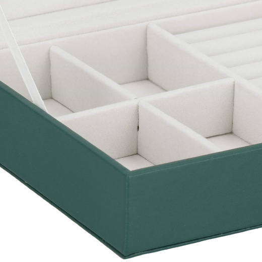 Szkatułka na biżuterię 23,5x14x5,5 cm zielony, ekoskóra organizer z przegródkami