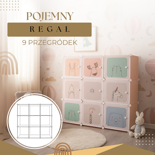 Szafka modułowa dla dzieci 110x110x37 cm organizer dziecięcy 9 półek