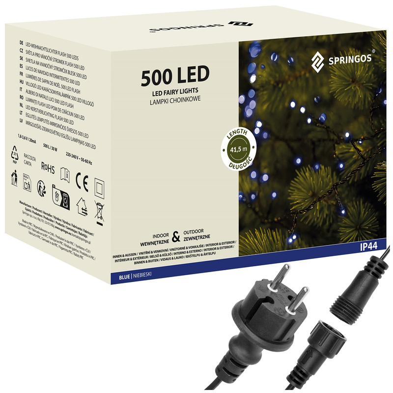 Lampki choinkowe 500 Led niebieski 41,5m oświetlenie świąteczne IP44