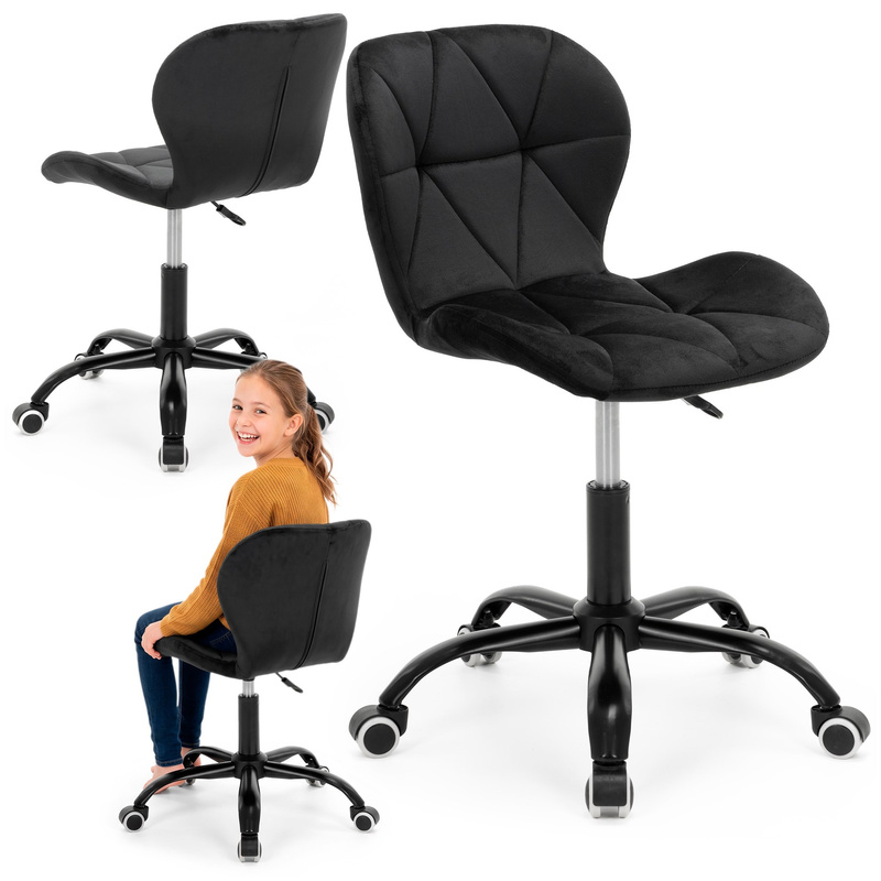 Fotel biurowy obrotowy krzesło na kółkach do nauki, pracy regulowane ergonomiczne, czarne