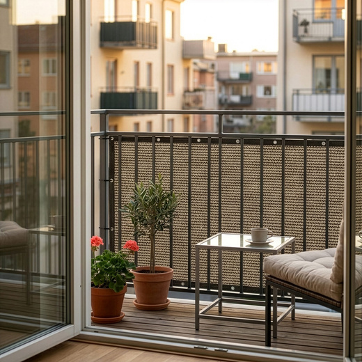 Osłona balkonowa, maskująca 100x500 cm mata na balkon zacieniająca 95% brązowa