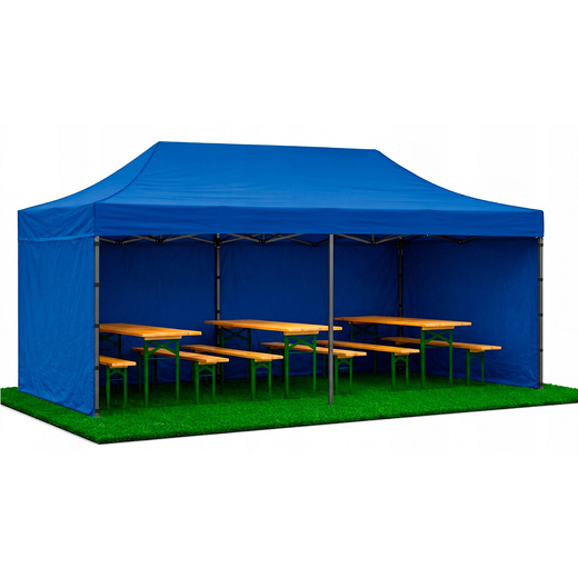 Namiot handlowy 3x6 m ogrodowy, pawilon na imprezy, catering niebieski