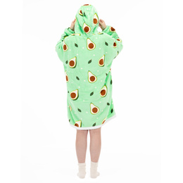 Kocobluza damska oversize koc bluza 2w1 z kapturem ciepła szlafrok futrzak zielony