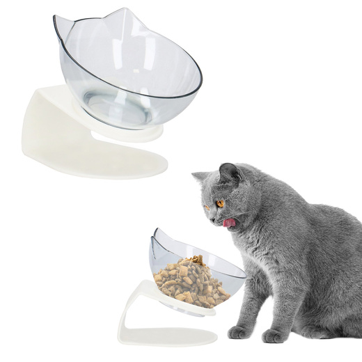 Miska dla psa i kota z antypoślizgową podstawką i uszami biała