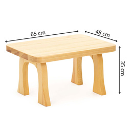 Drewniany stolik kawowy 65x48cm prostokątna ława do salonu impregnowane naturalne drewno