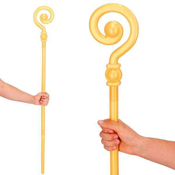 Laska św. Mikołaja 145cm, pastorał składany złoty