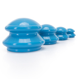 Bańki chiński, gumowe do masażu zestaw 4 szt. antycellulitowy, niebieskie