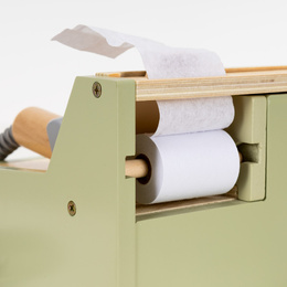 Kasa sklepowa, drewniana zabawka dla dzieci, terminal kart, banknoty, multikolor