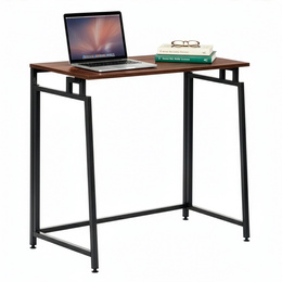 Biurko komputerowe, składane 80 cm stolik do pracy przy komputerze, drewniany, ciemno brązowy