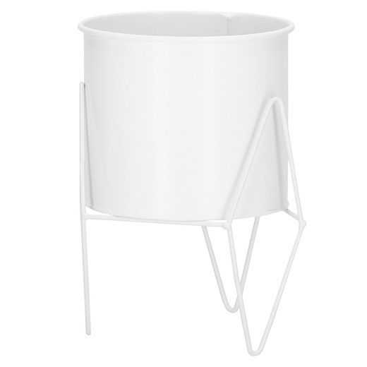 Stojący kwietnik 22 cm stojak z doniczką na kwiaty nowoczesny loft biały mat
