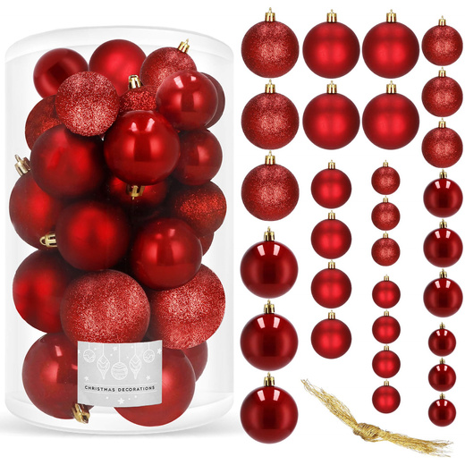 Bombki choinkowe 30 szt. ozdoby świąteczne czerwony