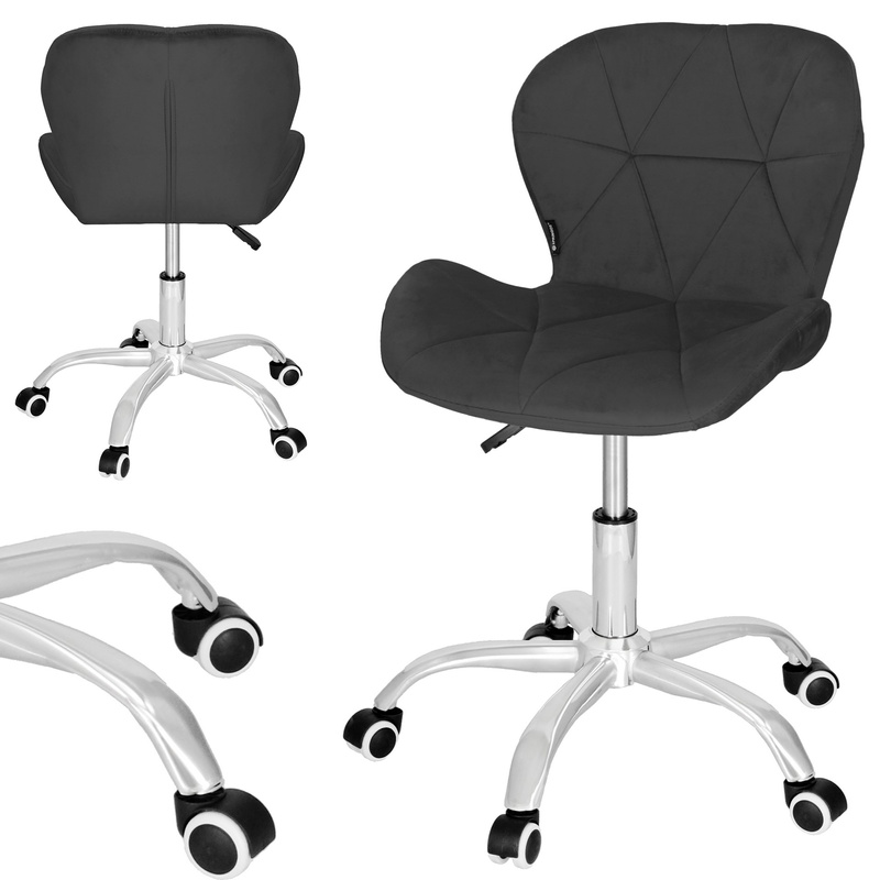 Fotel biurowy obrotowy krzesło na kółkach, do nauki, pracy przed komputerem ciemnoszary