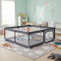 Kojec dla dzieci, zamykany 200x180x66 cm składany, turystyczny, szary