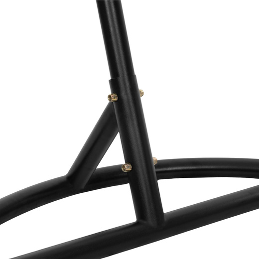 Kokon ogrodowy rattanowy z poduszkami fotel wiszący bujak huśtawka na metalowym stelażu czarna