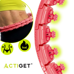 Hula hop z obciążeniem 24 elementy składane, z wypustkami do treningu cardio i fitness, czerwone