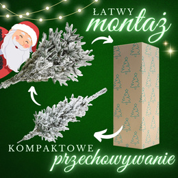 Choinka sztuczna 150 cm świerk kaukaski ośnieżony jak żywy, nowoczesny, ze stojakiem