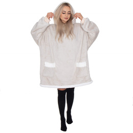 Kocobluza damska męska oversize koc bluza 2w1 z kapturem XXL ciepła jasnoszara