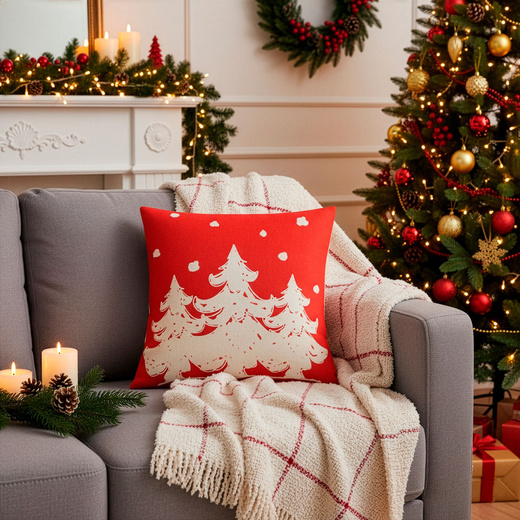 Poszewki świąteczne 40x40cm 4 szt. zestaw dekoracyjny na poduszki jaśki czerwono-białe