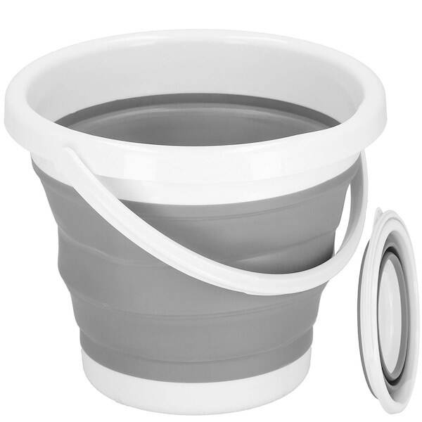 Wiaderko składane 10 L uniwersalny silikonowy pojemnik szaro-biały