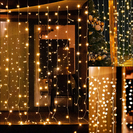Kurtyna świetlna 300 led girlanda, lampki sople biały ciepły