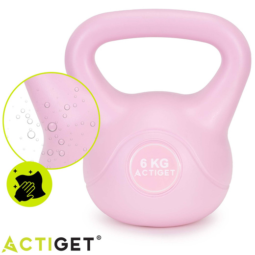 Kettlebell 6 kg odważnik, hantla do ćwiczeń ABS kula do treningu siłowego, różowa
