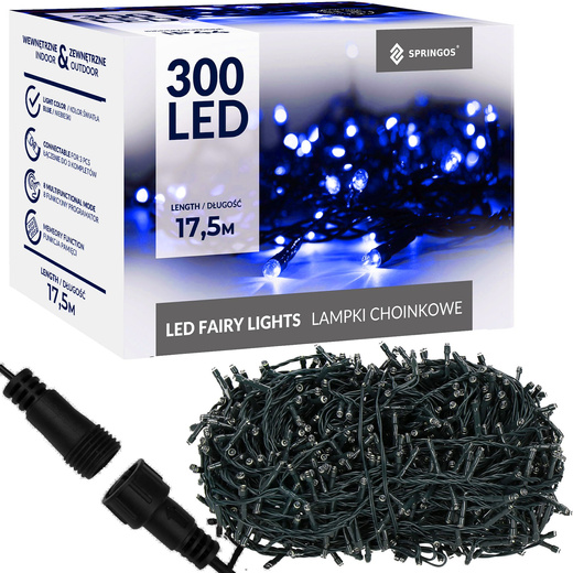 Lampki choinkowe 300 led niebieski 15m oświetlenie świąteczne IP44