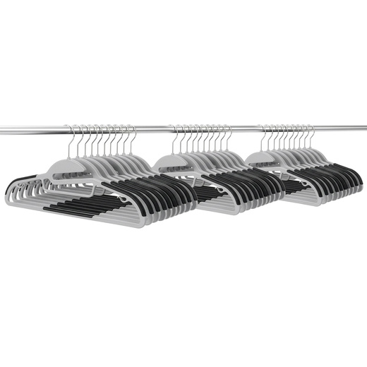 Wieszak plastikowy zestaw 30 szt. antypoślizgowe wieszaki na ubrania szaro-czarny