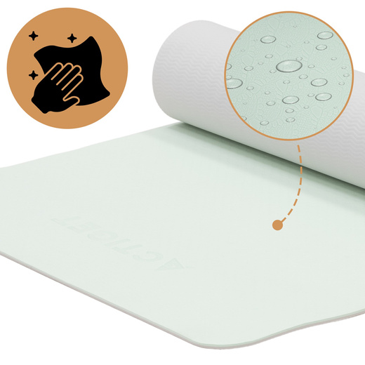 Mata do jogi, ćwiczeń fitness 183x61 cm antypoślizgowa, materac do stretchingu, miętowy