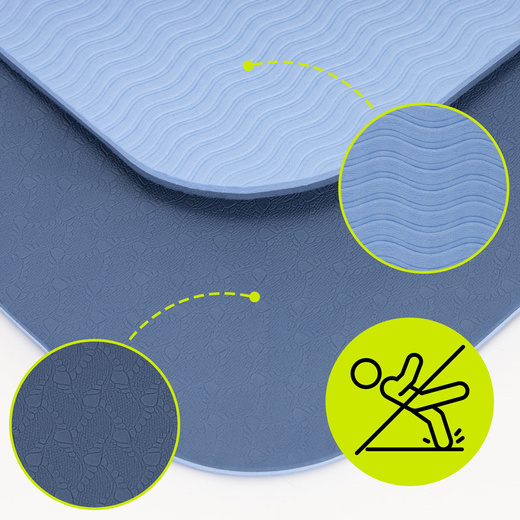 Mata do ćwiczeń 183x61 cm antypoślizgowa TPE do jogi, stretchingu z uchwytem niebieska