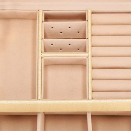 Szkatułka na biżuterię ekoskóra 17,5x14x12,5 cm ecru organizer z przegródkami
