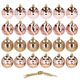 Bombki choinkowe rose gold 24 szt. różowy 6cm zestaw choinkowy