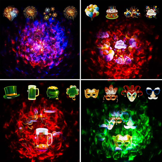 Projektor laserowy na dom, ścianę 12 slajdów, dekoracje świąteczne, Halloween, pilot, timer, efekty świetlne, rzutnik do ogrodu