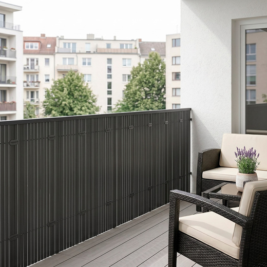 Osłona na balkon 400x100 cm PVC maskująca tarasowa, z mocowaniem i profilami ciemnoszara
