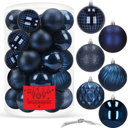 Bombki choinkowe 30 szt. ozdoby świąteczne zestaw 8cm granatowy