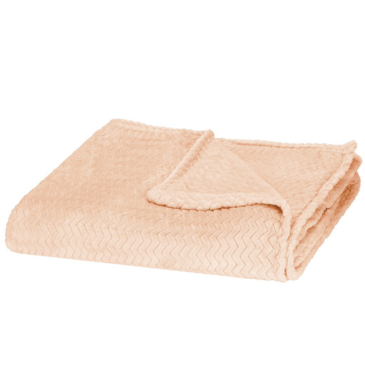 Narzuta na łóżko, pled 70x160cm tłoczony, dwustronny koc na kanapę brzoskwiniowy