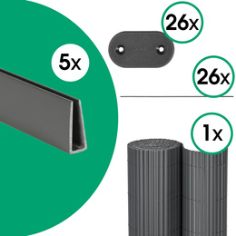 Osłona PVC maskująca 500x100 cm, profile zestaw na balkon, taras, ogrodzenie ciemnoszare