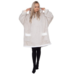 Kocobluza damska męska oversize koc bluza 2w1 z kapturem XXL ciepła jasnoszara