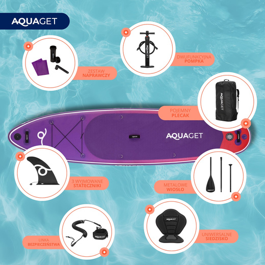 Deska SUP 350 cm pompowana do pływania na stojąco paddleboard z siedziskiem i akcesoriami