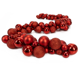 Girlanda świąteczna 160 cm łańcuch z bombek 130 szt. czerwone