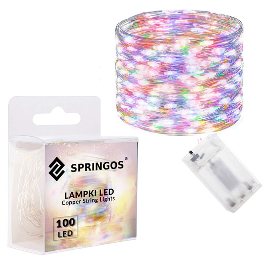 Lampki choinkowe 100 LED druciki mikro na baterie
