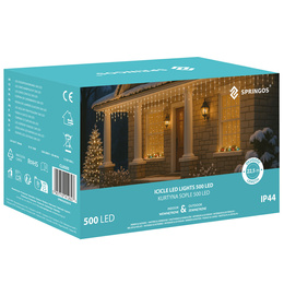 Kurtyna świetlna z pilotem 1000 led girlanda, lampki wewnętrzno-zewnętrzne 45 m sople ciepły biały