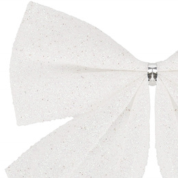 Kokardki świąteczne na choinkę 6 szt. brokatowe zawieszki choinkowe białe