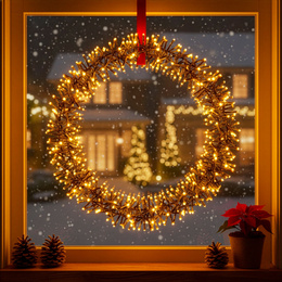 Wieniec świetlny 40 cm stroik świateczny na drzwi 300 LED ciepły biały