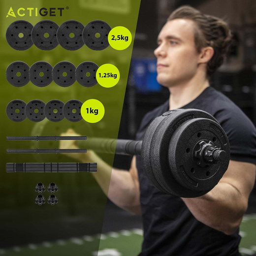 Hantle do ćwiczeń regulowane 20 kg zestaw obciążeń gryf do treningu siłowego