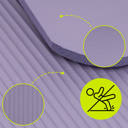 Mata do jogi, ćwiczeń fitness 183x61 cm antypoślizgowa, materac do stretchingu fioletowy