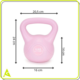 Kettlebell 6 kg odważnik, hantla do ćwiczeń ABS kula do treningu siłowego, różowa
