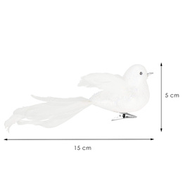 Zawieszki choinkowe 2 szt. ptaszki brokatowe białe