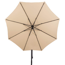 Parasol ogrodowy z oświetleniem led na wysięgniku 300 cm składany na balkon, taras ecru 