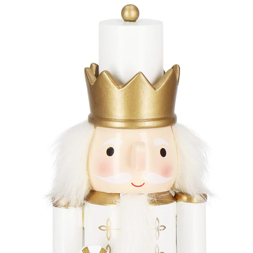 Dziadek do orzechów 30,5 cm z laską drewniany żołnierzyk złoty, figurka świąteczna